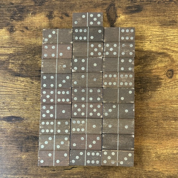 Classic Brown Wooden Domino Set Of 28 Pieces - Picture 1 of 5